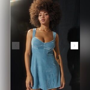 Urban Outfitters Light Blue Velvet Mini Dress